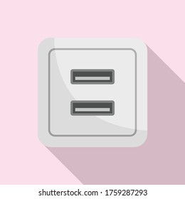 Usb Power Socket Icon. Flat Illustration Of Usb Power Socket Vector Icon For Web Design