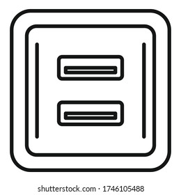 Usb power socket icon. Outline usb power socket vector icon for web design isolated on white background