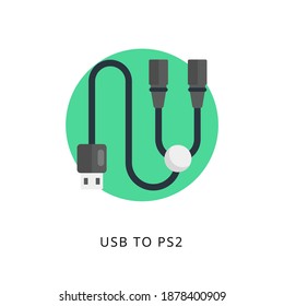 USB to PS2 icon in vector. Logotype