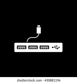 USB Reader Icon On Black Background
