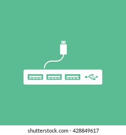 USB Reader Icon On Green Background