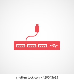 USB Reader Red Icon On White Background