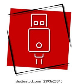 usb red banner in frame. Vector illustration.