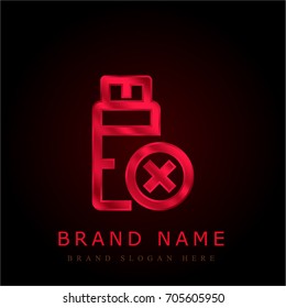 Usb red chromium metallic logo