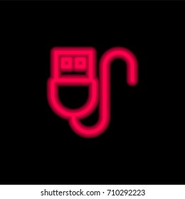 Usb red glowing neon ui ux icon. Glowing sign logo vector