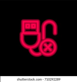 Usb red glowing neon ui ux icon. Glowing sign logo vector