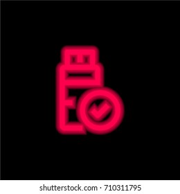 Usb red glowing neon ui ux icon. Glowing sign logo vector