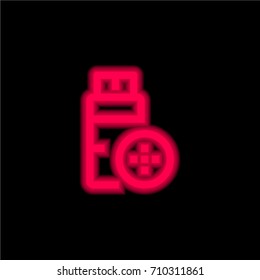 Usb red glowing neon ui ux icon. Glowing sign logo vector