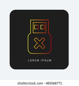 USB Red & Orange gradient attractive line thin icon / logo design
