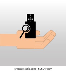 USB search browser icon design vector illustration