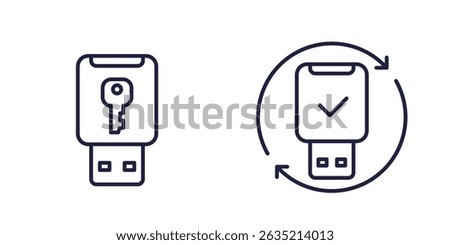 usb security key line icons