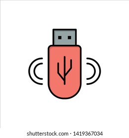 Usb, Share, Data, Storage  Flat Color Icon. Vector icon banner Template