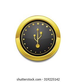 USB Sign Golden Vector Button Icon
