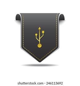 USB Sign golden Vector Icon Design