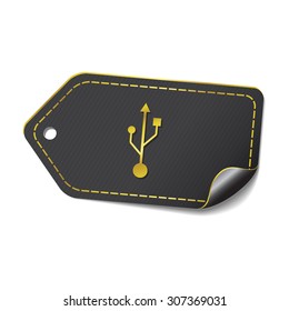 USB Sign golden Vector Icon Design