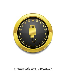 USB Sign Golden Vector Icon Button