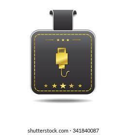 USB Sign golden Vector Icon Design