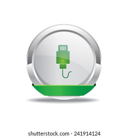 USB Sign Green Vector Icon Button