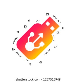 Usb sign icon. Usb flash drive stick symbol. Colorful geometric shapes. Gradient memory drive icon design.  Vector