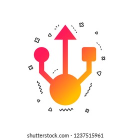 Usb sign icon. Usb flash drive symbol. Colorful geometric shapes. Gradient memory drive icon design.  Vector