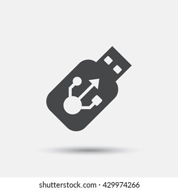 Usb sign icon. Usb flash drive stick symbol. Flat usb web icon on white background. Vector