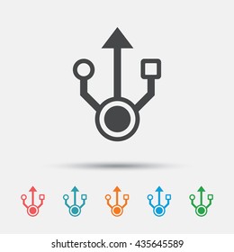 Usb sign icon. Usb flash drive symbol. Graphic element on white background. Colour clean flat usb drive icons. Vector