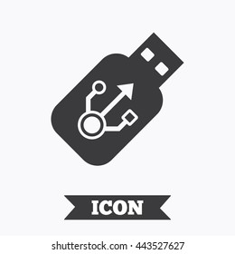 Usb sign icon. Usb flash drive stick symbol. Graphic design element. Flat usb symbol on white background. Vector