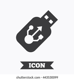 Usb sign icon. Usb flash drive stick symbol. Graphic design element. Flat usb symbol on white background. Vector
