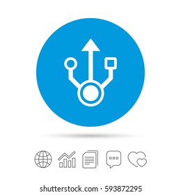 Usb sign icon. Usb flash drive symbol. Copy files, chat speech bubble and chart web icons. Vector