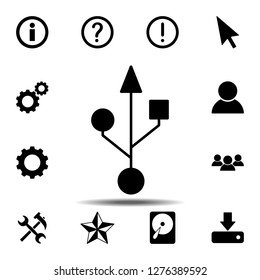 Usb sign icon. Simple glyph vector element of web, minimalistic icons set for UI and UX, website or mobile application