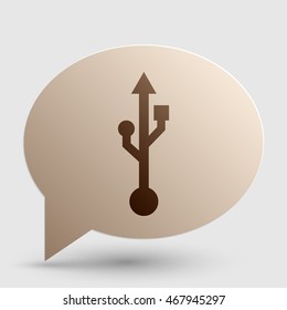 USB sign illustration. Brown gradient icon on bubble with shadow.