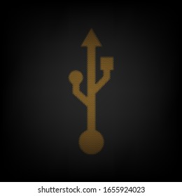 USB sign illustration. Icon as grid of small orange light bulb in darkness. Illustration.