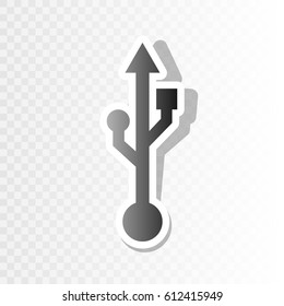 USB sign illustration. Vector. Blackish icon on transparent background with transition.