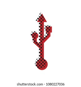 USB sign illustration. Vector. Brown icon with shifted black circle pattern as duplicate at white background. Isolated.