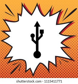 USB sign illustration. Vector. Comics style icon on pop-art background.