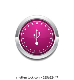 USB Sign Pink Vector Button Icon