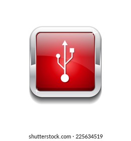 USB Sign Red Vector Button Icon