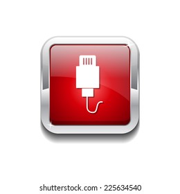 USB Sign Red Vector Icon Button