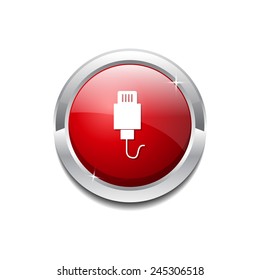 USB Sign Red Vector Icon Button