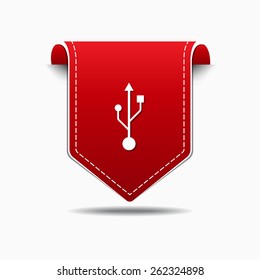 USB Sign Red Vector Icon Design