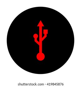 USB sign. Red vector icon
