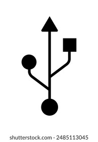 ILUSTRACIÓN VECTORIAL USB SIGN, icono USB aislado sobre fondo blanco. Símbolo USB. Vector de la unidad flash aislado. Señal de puerto USB sobre fondo blanco. Símbolo Plug, icono de conexión.