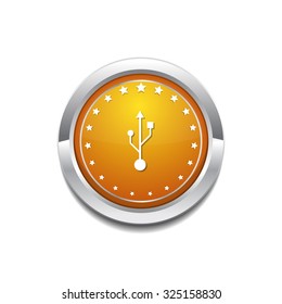 USB Sign Yellow Vector Icon Button