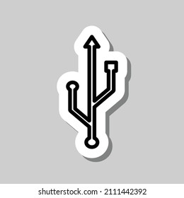 USB simple icon vector. Flat desing. Sticker with shadow on gray background.ai