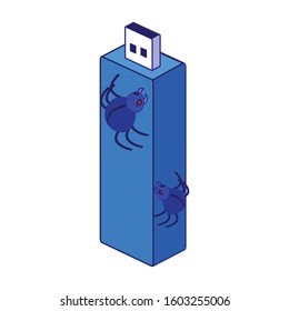 Usb and spiders design of Security system warning protection danger web alert and safe theme Vector illustration