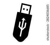 USB stick connector silhouette vector illustration