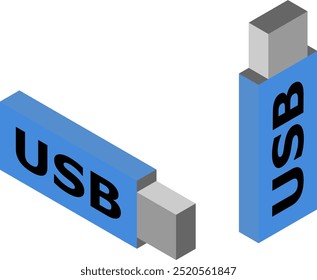 Unidade USB Stick isolada em vetor de fundo branco