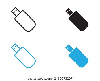 Usb stick icon black and white vector outline sign