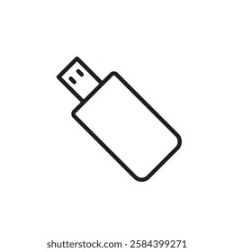 Usb stick icon black and white vector outline sign