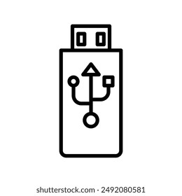 Usb stick icon linear logo mark in black and white